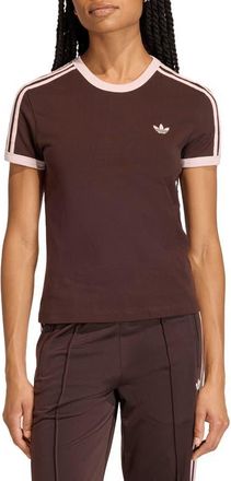 adidas Originals Adicolor 3-Stripes Slim T-Shirt in Aurora Coffee/Sandy Pink at Nordstrom, Size Medium
