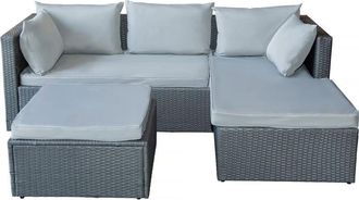 Habitat et Jardin Habitat Et Jardin - Muebles de jardín bajos en resina tejida Diya 3 plazas - Gris claro