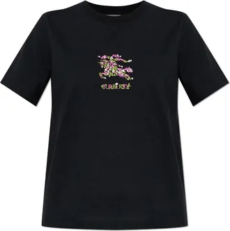 Burberry T-shirt met print - Dames - T-shirts - Zwart - S - Katoen - Tops