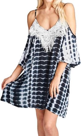 Velzera Tie Dye Fringe Mini Dress In Black