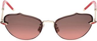 Christian Louboutin 59mm Gradient Geometric Sunglasses in Gold /Red /Zeiss Smoke Red at Nordstrom
