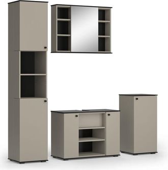 Vicco Conjunto De Muebles De Ba&ntilde;o Joli, Gris, 4 Piezas, Con Unidad Alta Y Unidad Midi