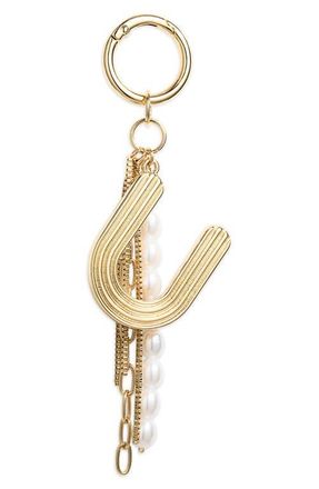 Chelsea28 Initial Faux Pearl Bag Charm in U- White- Gold at Nordstrom
