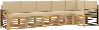 vidaXL Conjunto De Sof&aacute;s De Exterior 6 Uds. Y Beige Poli&eacute;ster Vidaxl
