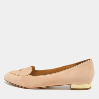 Charlotte Olympia Pink Suede Cancer Smoking Slippers