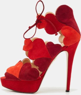 Charlotte Olympia Multicolor Suede Head Over Platform Sandals