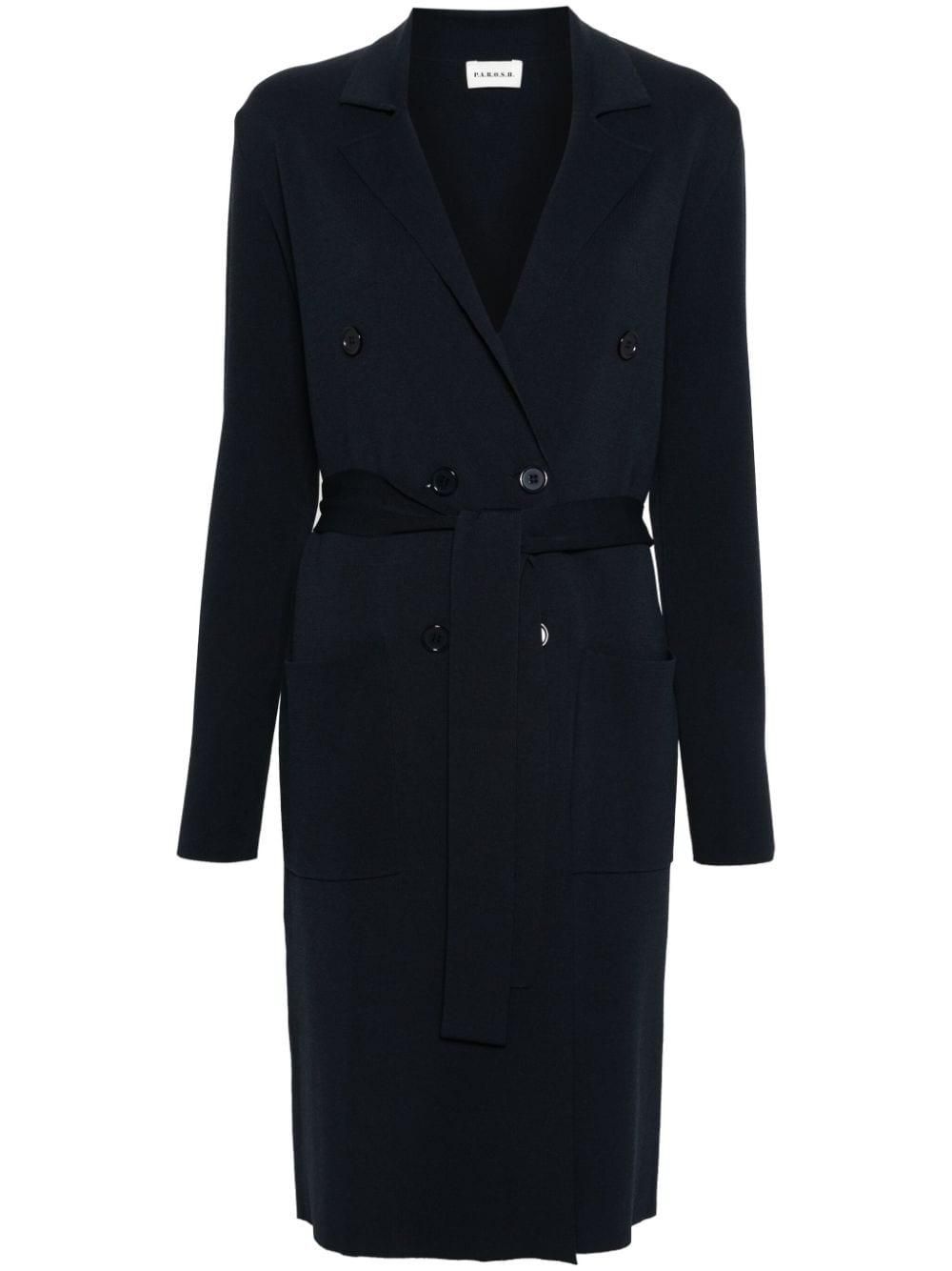コート PAROSH Women Coats D431524 WUNDER012 Blue Chrisuno-Plus-Trench-Coat-Size