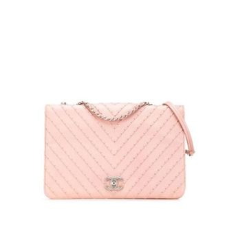 Chanel Pre-owned Studded Flap Bag - Dames - Pre-owned - Roze - Maat: ONE Size Leer