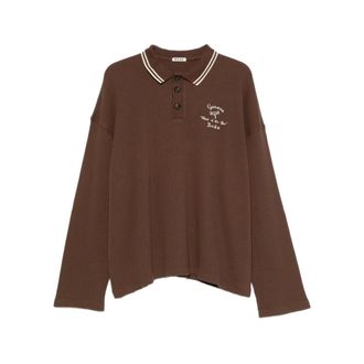 Bode Polo Shirts, male, Brown, Size: XL Waffle Polo Sweater