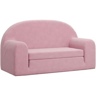 vidaXL Sof&aacute; Cama Para Ni&ntilde;os De 2 Plazas Felpa Suave Rosa Vidaxl