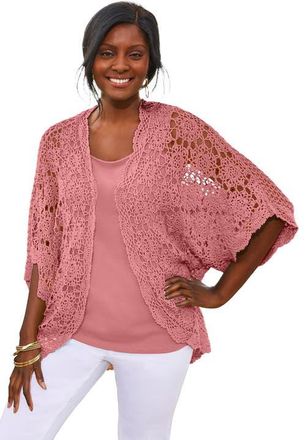 Jessica London Crochet Cardigan in Desert Rose at Nordstrom, Size 16