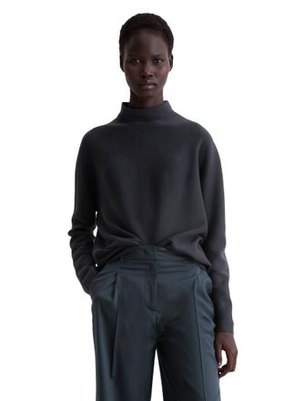 Marc O'Polo Stehkragenpullover MARC OPOLO, Damen, Gr. M, deep night blau, Strick, Obermaterial: 100% Baumwolle, B&uuml;ndchen, Pullover Stehkragenpullover, mit Stehkra