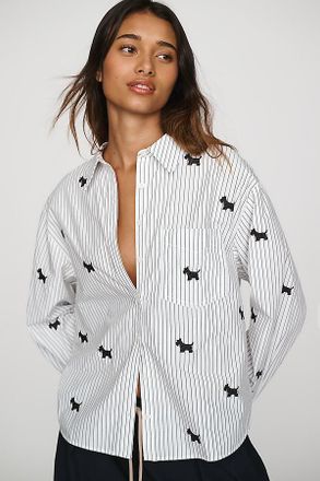 Maeve Shrunken Bennet 100% Cotton Embellished Buttondown Shirt