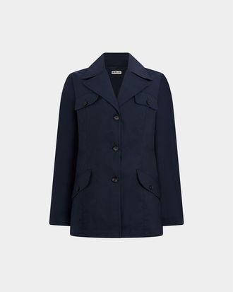 Bally Belted Jacket in Nylon in Blue at Nordstrom, Size 44 Eu