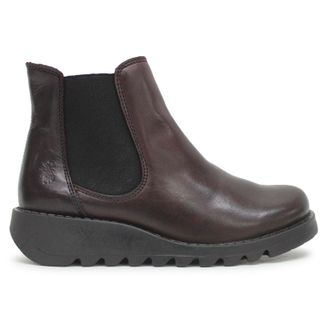 FLY London SALV Rug Leather Womens Chelsea Boots - Wine - Size:UK 8