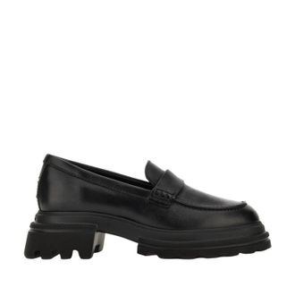 Hogan Luxe Black Calfskin Loafers With Refined Details