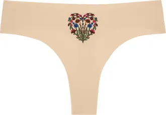Uwila Warrior Soft Seamless Thong with Embroidery in Smoke Grey at Nordstrom, Size Xxx-Large