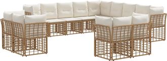 vidaXL Conjunto De Sof&aacute;s De Exterior 13 Plaza Natural Y Crema Vidaxl