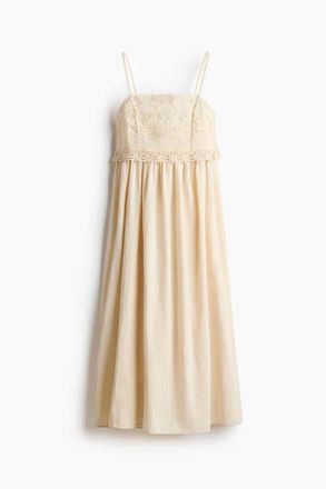 H&M Cotton Strappy Dress in Light Beige at Nordstrom, Size X-Small