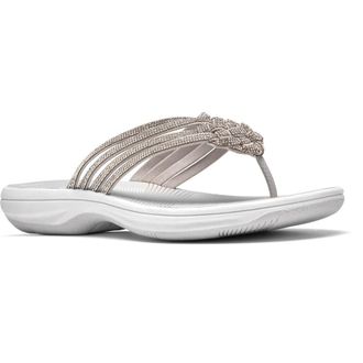 Clarks Breeze Gem Flip Flop in Silver at Nordstrom Rack, Size 10