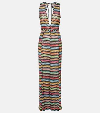 Missoni Zigzag open-back lam&eacute; jumpsuit