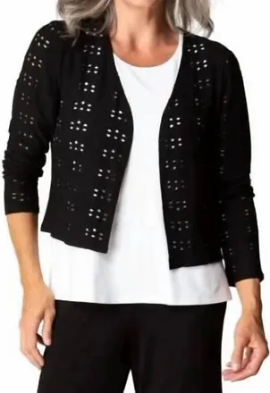 Habitat Eyelet Blooms Open Front Jacket In Black