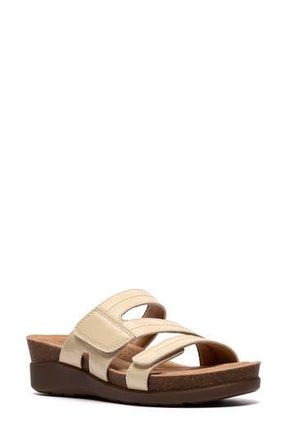 Clarks Calenne Holly Wedge Slide Sandal in Cream Patent at Nordstrom Rack, Size 8.5