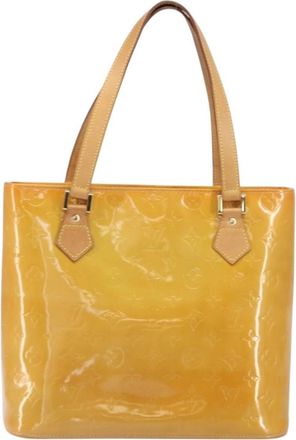 Louis Vuitton Houston Handbag Monogram Vernis Beige Patent_Leather Handbag (Pre-Owned)