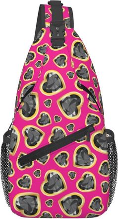 Generic Heart Shape Diamond Stones Pink Shoulder Bag Adjustable Cross Body Bag With Zipper Backpack For Workout Casual Women