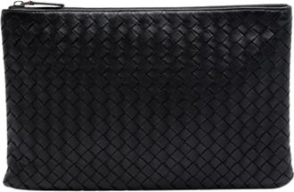 Bottega Veneta Pre-owned Clutches, female, Black, Size: ONE SIZE Pre-owned Woven Nappa Leather Clutch