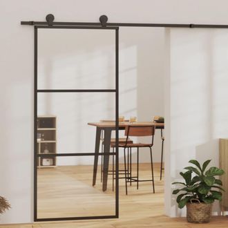 vidaXL Vidaxl - Puerta Corredera Con Herrajes Esg Vidrio Y Aluminio 90x205 Cm