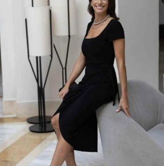 Frank Lyman Design Squareneck Wrap Dress In Black