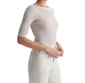 AG - Adriano Goldschmied Diana Crew Neck Top In White/desert