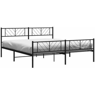 vidaXL Estructura Cama Sin Colch&oacute;n Con Estribo Metal Negro 200x200 Cm Vidaxl