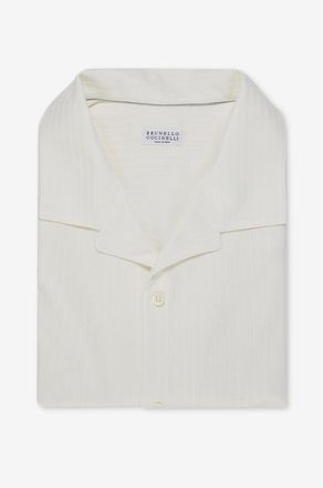 Brunello Cucinelli Hemd mit Kubanischem Kragen aus Baumwolle und Seide