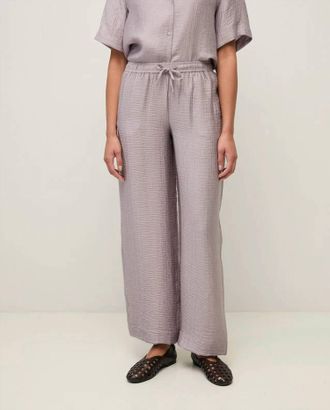 Yerse Greta Flowy Wrinkle Effect Wide Leg Pants In Lavender