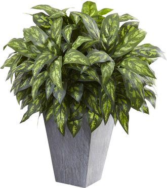 Nearly Natural Silver King With Planter