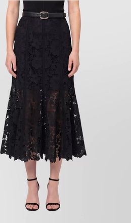 Self Portrait lace high-rise slim-fit a-line midi skirt