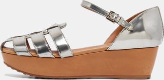 Tod's Tods Silver Leather Platform Sandals
