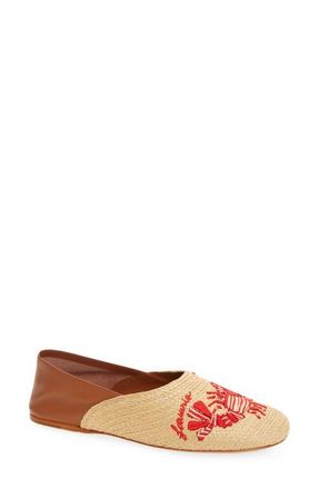 Farm Rio Raffia Flat in Lobster at Nordstrom, Size 9.5
