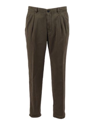 Incotex Tailored Brown Front Pleat Straight-Leg Pants