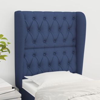 vidaXL Cabecero Con Orejas De Tela Azul 83x23x118/128 Cm Vidaxl