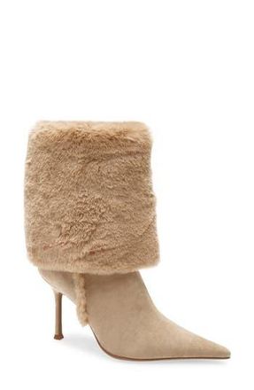 Jeffrey Campbell Fennec Faux Fur Cuff Bootie in Beige Suede Combo at Nordstrom Rack, Size 11