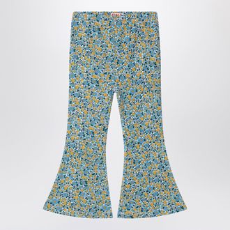 Tiny Cottons Pantaloni azzurri con stampa floreale in cotone