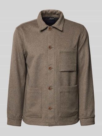 Lindbergh Lindbergh Regular Fit Hemdjacke mit Kentkragen in Hellbraun, Gr&ouml;&szlig;e M