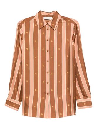 Zimmermann stripe floral-print shirt - Orange