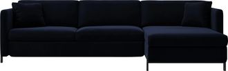 MICADONI 4-Sitzer Design Ecksofa Gloria mit Bettfunktion (160 x 205 cm) - Samtbezug Königsblau
