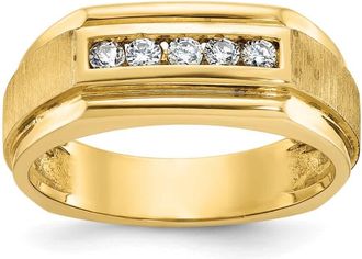 Diamond2Deal 14k Yellow Gold Lab Grown Diamond 5-Stone Band Ring 1/4Ct Clarity- VS Color- G-H