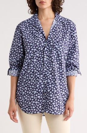 Frank & Eileen Relaxed Fit Cotton Button-Up Shirt in Navy Light Blue Floral at Nordstrom Rack, Size Xx-Small