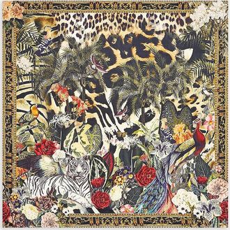 Camilla Leotigra Land Large Crystalled Silk Scarf